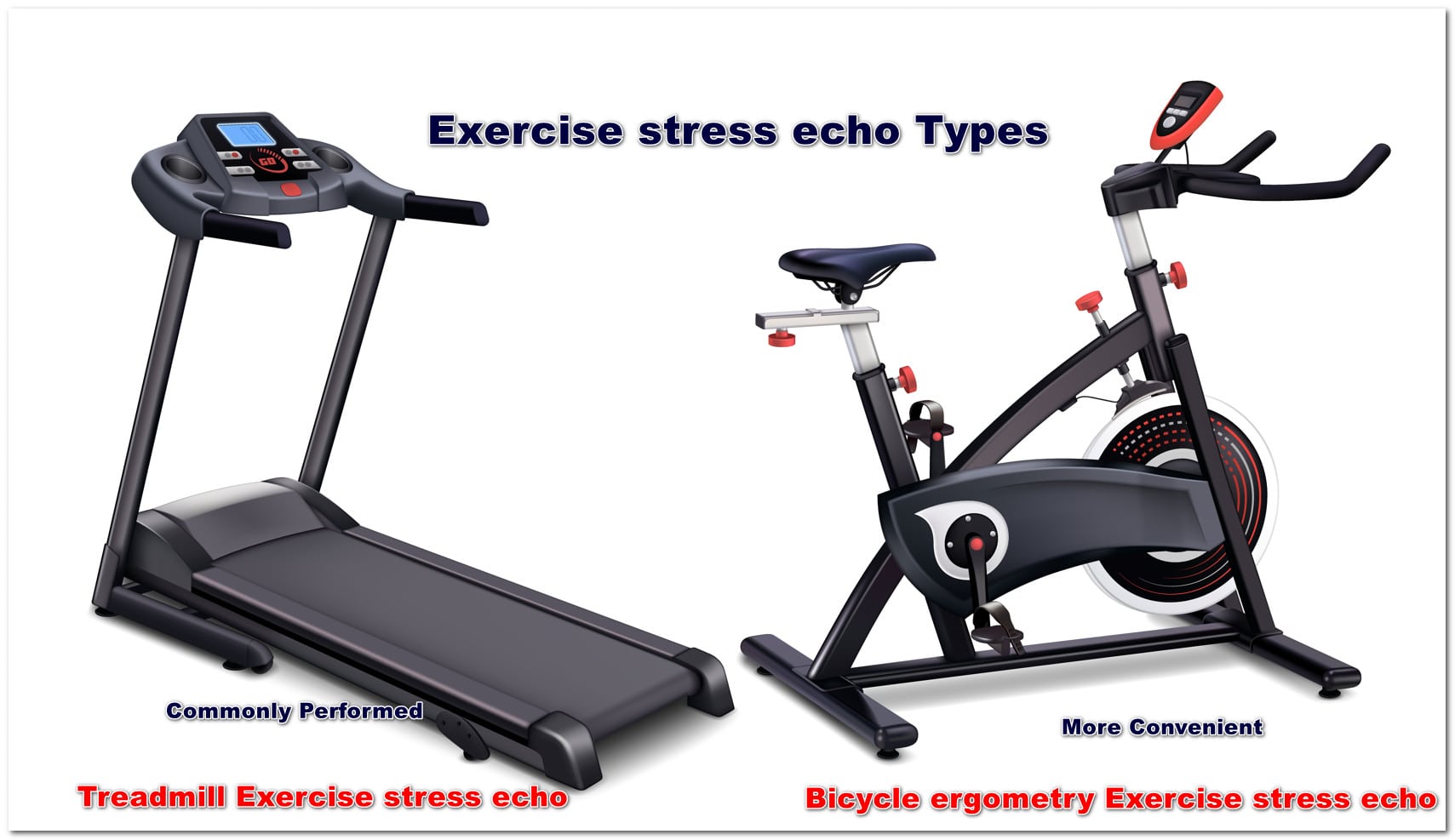 Types of Exercise stress echo like treadmill and Bicycle ergometry 