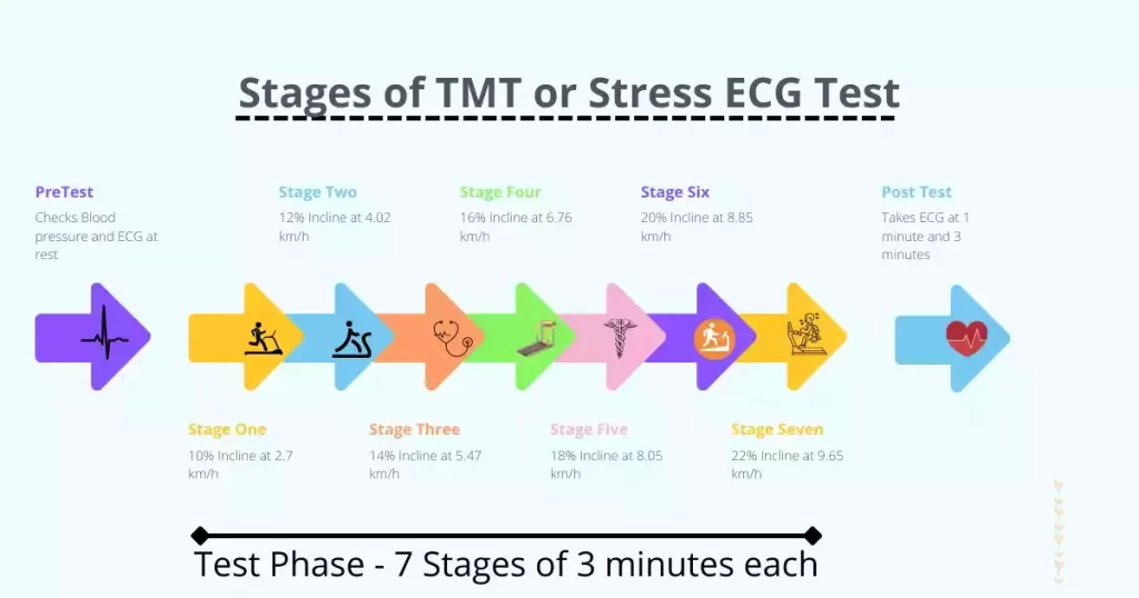 TMT test stages - bruce protocol | Treadmill Test | Stress ECG test